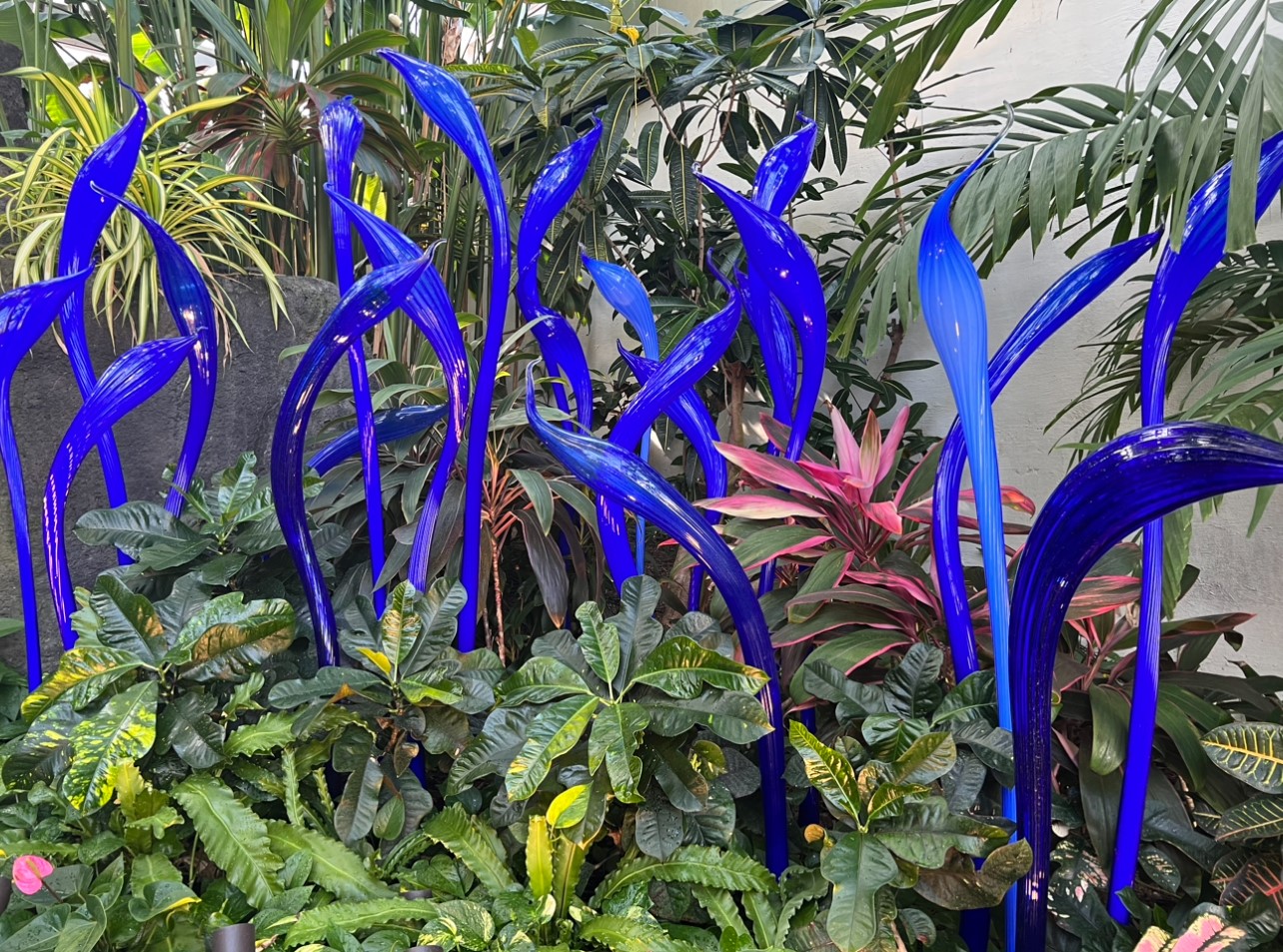 blue glass sculpture
